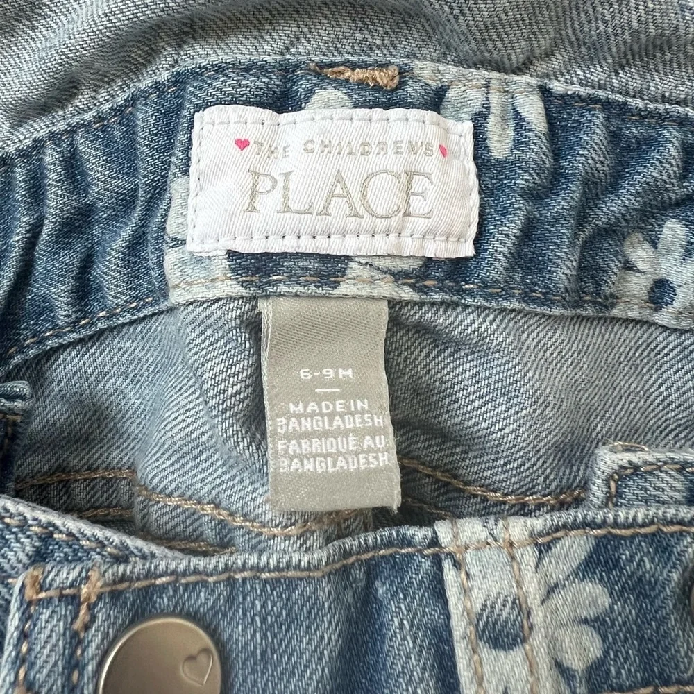 Children’s Place Baby Girl Floral Denim Shortalls | 6-9M